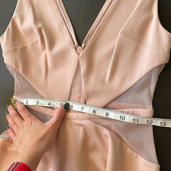 BEBE Mesh Inset Deep V Neck Dress - Picture 8 of 8